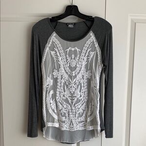 VENUS Charcoal and White Embroidered Tunic